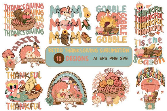 Download Retro Thanksgiving Sublimation Bundle - Thanksgiving Collection