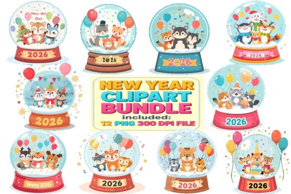 Download New Year 2026 Cute Animals Snow Globe Cl - Cute animal Collection