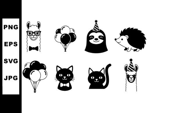 Download Cute Animal Party Icons with Balloons an - Cute animal Collection