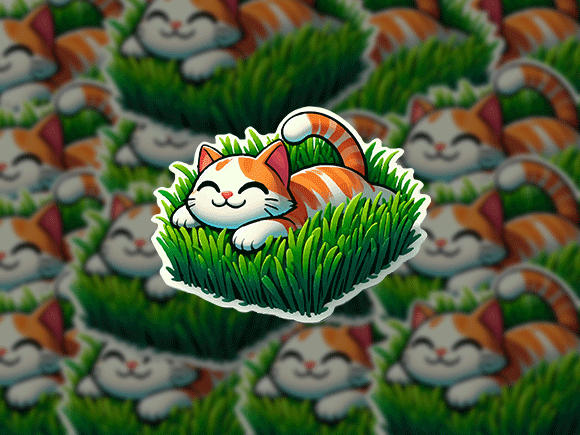 Download Relaxed Cat in Grass PNG Sticker Serene - Grass png Collection
