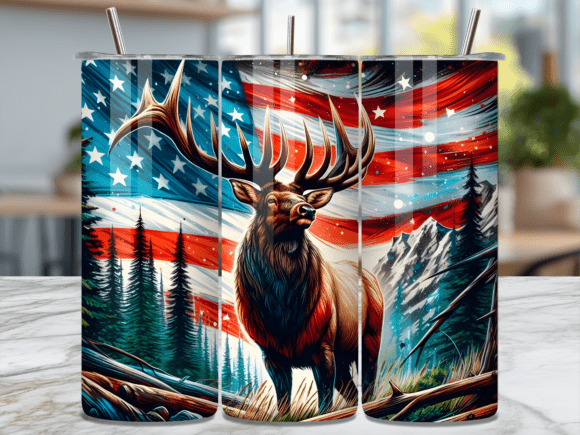 Download American Flag Elk Wildlife Art Tumbler - Wildlife art Collection